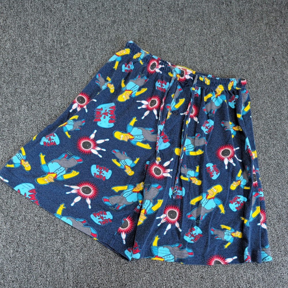 The Simpsons Men Pajama Shorts Medium Blue Cotton Homer Bowling Bowl-A-Rama 2006 — photo 2